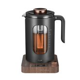INTASTING glass electric kettle with tea infuser for precise tea brewing at home.