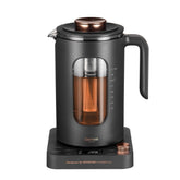 Intasting glass electric kettle with built-in tea infuser for convenient brewing.