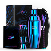 IOV cocktail shaker with rainbow finish and 24 oz capacity for entertaining