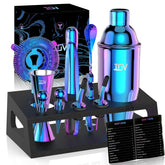 IOV Mixology Bartender Kit stand showcases the rainbow tools for organized home bartending.