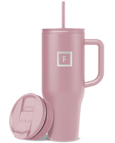 IRON °FLASK Co-Pilot insulated mug with straw cap, pink, keeps drinks ready for commuting