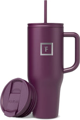 IRON °FLASK Co-Pilot mug burgundy front view, stylish travel companion for hot or cold drinks.