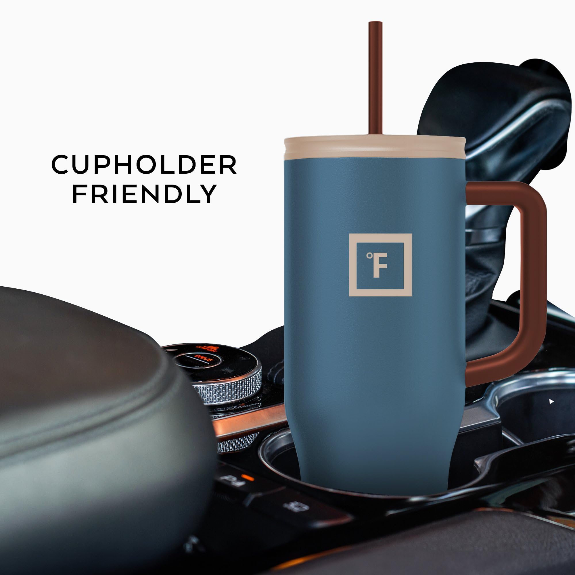 IRON °FLASK Copilot fits standard cup holders for secure travel.