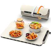 itrusou food warming mat shows full-surface heat across a buffet lineup for even serving