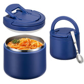 Itslife Soup Thermo blue buckle lid shown on a kid's lunch box, secure and ready to go.