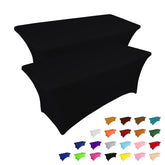 IVAPUPU 2-pack 6ft stretch tablecloth in black provides smooth, seamless coverage