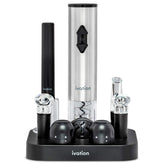 Ivation 9-piece wine set electric opener in action for easy cork removal