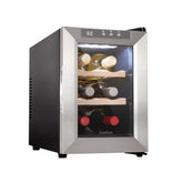 Ivation 6-bottle wine cooler front view shows stainless steel design and temperature control