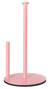 iwapuy pink paper towel holder on countertop with weighted base for stable tearing