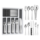 Izurok 53 piece silverware set with drawer organizer keeps kitchen drawers organized