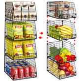 Jakyitvi 4-pack stackable wire basket front view for easy fruit access.