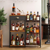 Jakyitvi liquor cabinet with step-design shelves for easy bottle access