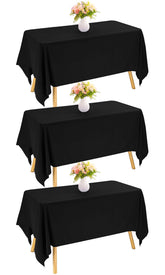 JALANCY 3-pack rectangle black tablecloths draped over a standard 6ft table for a polished event look