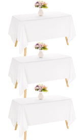JALANCY rectangle white tablecloth 60x102 inches on a standard 6ft table for quick elegant setup
