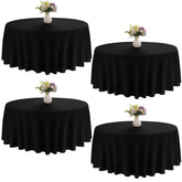 JALANCY round tablecloth 90-inch black and machine washable for easy cleanup.