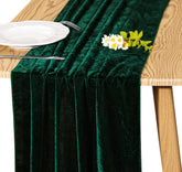 JALANCY velvet table runner in emerald green adds festive elegance to holiday dinners
