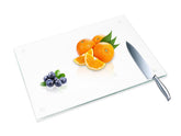 JAMBALAY glass cutting board top view highlighting clear surface protects counters
