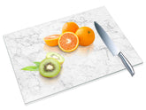 JAMBALAY tempered glass cutting board with marble pattern, stylish and easy to clean.