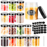 Janisfirst 16oz clear plastic jar with black lid provides airtight storage for coffee, nuts, or honey.
