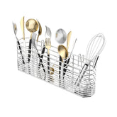 JAQ utensil holder sink drying basket keeps utensils organized after washing.
