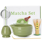 Jardin Tesoro matcha set: 17oz chawan with spout for controlled pours.