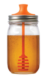 Jarware honey dipper lid on a regular-mouth jar for mess-free honey
