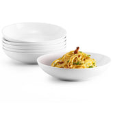 Jassceram 8.5-inch bowls on table, ideal for pasta and salads.