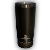 JavaJams 20 oz tumbler front view with built-in speaker and insulation for on-the-go music