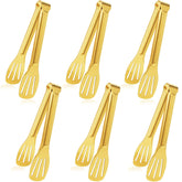JCREN 6-pack gold 7-inch serving tongs for buffet service