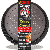 Jean Lemond perforated pie pan showing crisp crust possible with even heat circulation