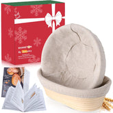 Jeensley Banneton round basket set aids even rise for round loaves.