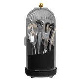 JEESA Utensil Holder with Lid demonstrates 360° rotation for easy access to utensils.