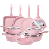 JEETEE pink pots and pans set overview for versatile weeknight cooking