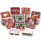 Jengaer Christmas leftovers set with festive lids, durable aluminum pans for fresh, shareable treats.
