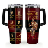 Jesuspirit Armor of God tumbler—side view, rugged stainless finish for daily faith use