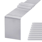 Jevix silver satin table runner on a full table setup for elegant dining