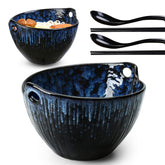 JH JIEMEI HOME ramen bowl navy reactive glaze for stylish serving.