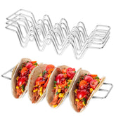 JIBOLAT taco holders set of 3 on counter keeping tacos upright during serving.