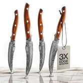 Jikko Bushido Edition steak knife with rosewood handle offers premium grip for precise cuts.