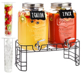 JILLSKY 2-gallon glass dispenser with stand ready for parties and easy refills.