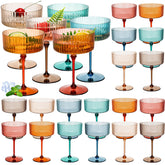 Jingmore ribbed martini glasses 10 oz showcase cocktails in durable plastic.