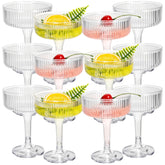Jingmore ribbed martini glasses offer a vintage look for elegant cocktails at weddings