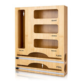 Jitner 6-in-1 bamboo bag organizer in a drawer for easy access.