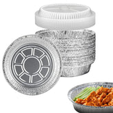 JIUMO 7-inch round aluminum pan with clear lid for easy meal prep.