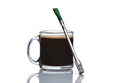 JoGo coffee-tea brewing straw bottle top shows portable on-the-go brewing capability.