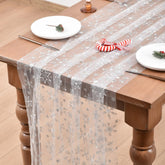 Joanlody white snowflake gauze table runner adds festive decor to holiday tables