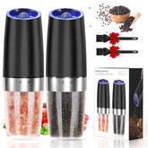 JOBKIM gravity electric salt and pepper grinder set enables one-handed operation for quick seasoning.