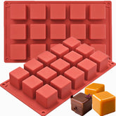 JOERSH cube mold with 30 bite sized cubes for chocolates and desserts.