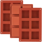 JOERSH square mold set with six cavities shown on a kitchen countertop for bite-size treats.