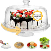 JOEY'Z 7 in 1 rotating cake stand with dome for pristine dessert display